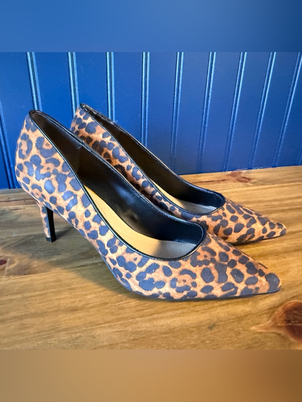On 34th Jeules Leopard Print Pointed Toe Pumps Heels Brown Black 6.5 M